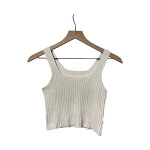 White cropped ribbed tank top